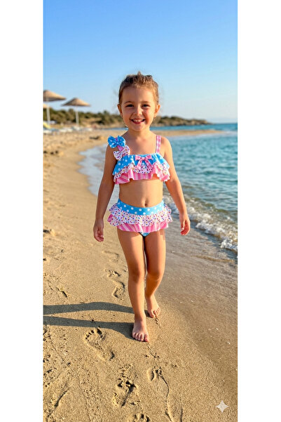 Bebella&Baby New Season Ice Cream Patterned Girls' Bikini Set Pool and Sea Sw...