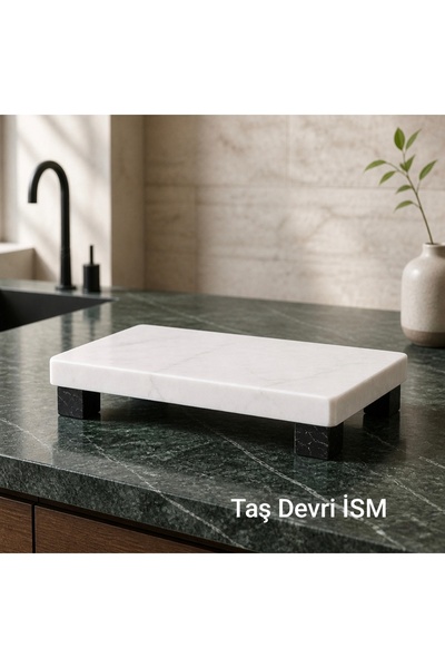 Taş Devri İSM Marble Footed Presentation Plate, under the Oil Pot 10*20 cm