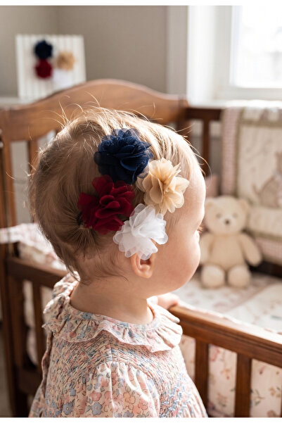 Toka Sepetim Gül Model Saçsız Bebek Tokası 4’lü Az Saçlı Bebek Tokası