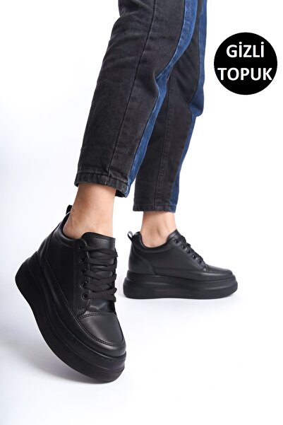 She WOMEN'S BLACK SPORTS SHOES SNEAKER WITH Hidden Heels