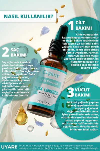 Organy Cold Pressed Flaxseed Oil 100% Natural Skin Hair and Dry Skin Care Oil Flaxseed Oil 50 ml