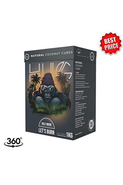 HUG Coal Half Moon %100 Doğal Hindistan Cevizi Nargile Kömürü 1 kg (40 küp)