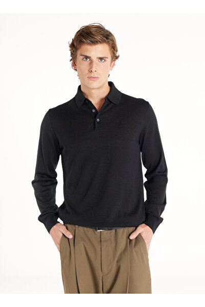 Ted Baker SİYAH YÜNLÜ POLO YAKA KAZAK