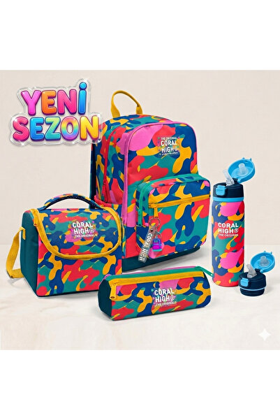 Coral High Kids Desenli 4’lü Okul Çanta Seti