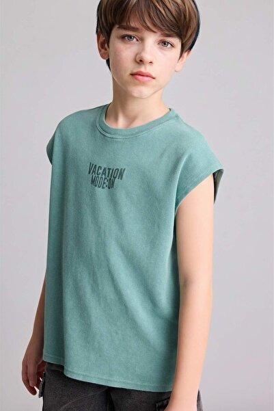 DeFacto Tricou imprimat fără mâneci cu gât rotund pentru băieți H4286A826HS