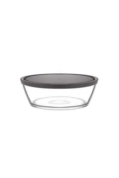 LAV Vega Glass Storage Container Single Extra Large 2370 ml Round Gray Plasti...