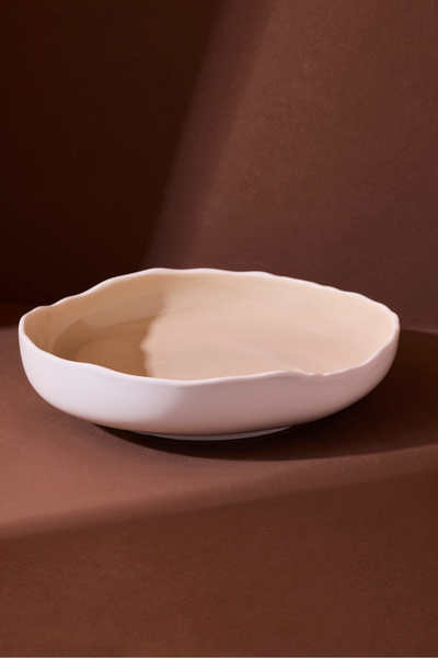 Perotti Roma Beige Porcelain Deep Plate 23X21X5.5 cm