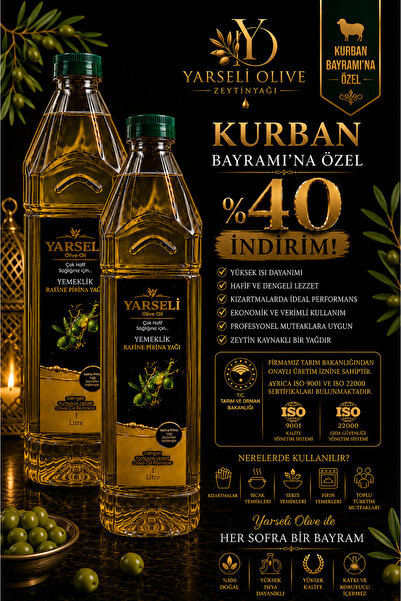 YARSELİ OLİVE OİL Rafine Pirina Yağı 1 Lt x 2 Adet