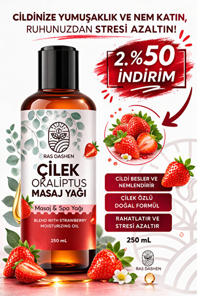RAS DASHEN Premium Kalite Masaj Yağı Massage Oil (ÇİLEK - OKALİPTUS) 250 ML