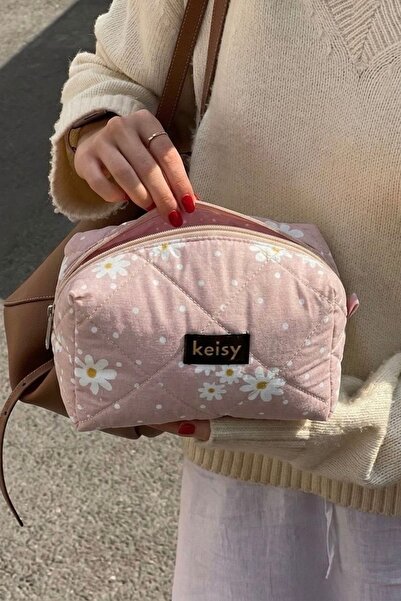 keisy حقيبة مكياج منتفخة منقوشة
