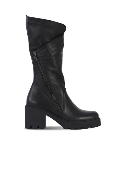 Bueno Shoes Black Leather Women's Heeled Boots 01Wf1703