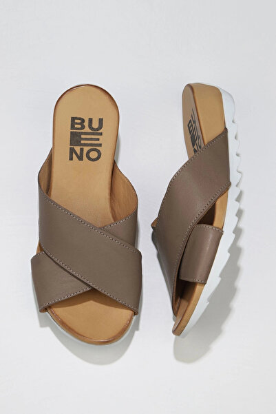 Bueno Shoes Papuci plati de dama din piele gri 01ws0502