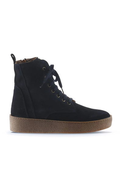 Bueno Shoes Cizme plate de damă din piele intoarsa albastru marin 01wt3001