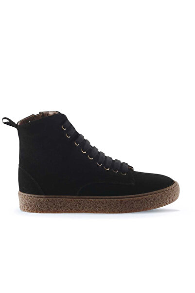 Bueno Shoes Μαύρα σουέτ γυναικεία φλατ μποτάκια 01wt3202