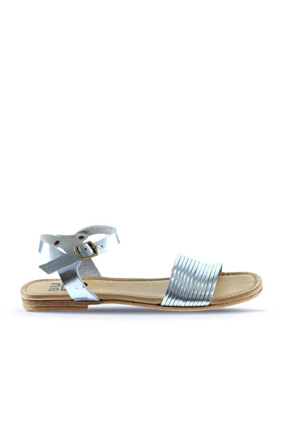 Bueno Shoes صندل نسائي من الجلد باللون الأزرق اللامع 01wu3420