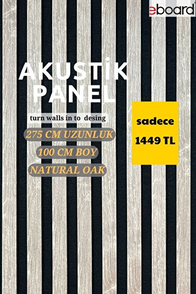 E-BOARD MDF Akustik Duvar Paneli 100 cm x 275cm Natural Oak (Yeni Meşe) Rengi