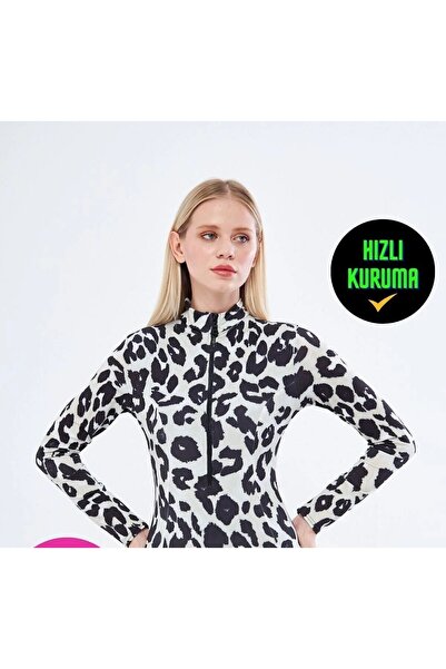 Salt & Sandy Ženski kupaći kostim sa leopard printom, dugim rukavima i patent...