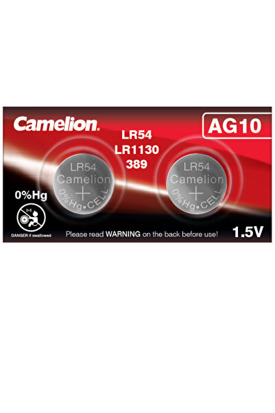 CAMELİON Set of 2 Alkaline Button Batteries SR1130SW AG10 1.5V 80mAh, for Com...