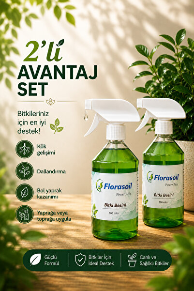 Florasoil 2 Adet Yeşil Yapraklı Bitkiler Ve Tüm Süs Bitkileri Için 500 ml Dal Tomurcuk Ve Çiçek Gelişimi