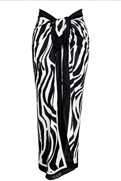NUNE DESIGN Siyah Beyaz Renkli Desenli Pareo Vual Kumaş 120 -cm*120 Cm