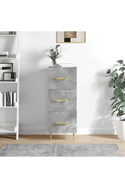 Concept Servantă, gri beton, 34,5x34x90 cm, lemn compozit