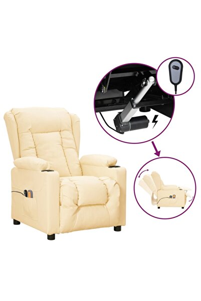 Concept Fotoliu de masaj rabatabil electric, crem, piele ecologică