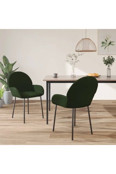 Concept Scaune de bucătărie, 2 buc., verde închis, catifea