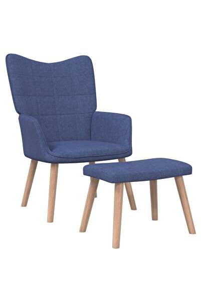 Concept Scaun de relaxare cu taburet, albastru, textil