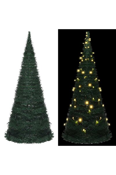 Concept Brad șnur de Crăciun artificial pop-up cu LED, verde, 210 cm