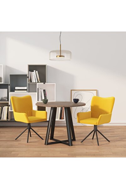 Concept Scaune de bucătărie pivotante, 2 buc., galben, catifea