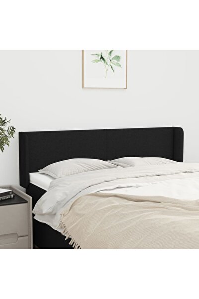 Concept Tăblie de pat cu aripioare negru 147x16x78/88 cm textil