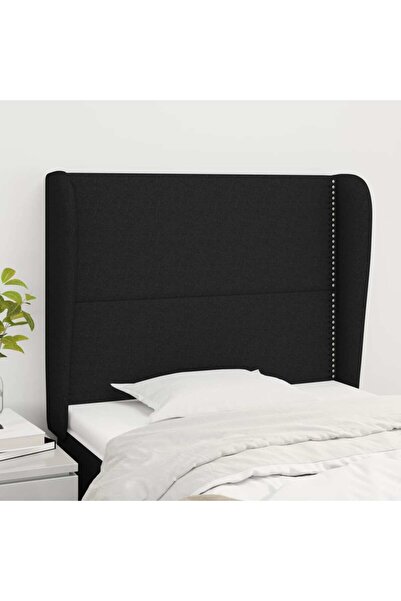 Concept Tăblie de pat cu aripioare, negru, 103x23x118/128 cm, textil