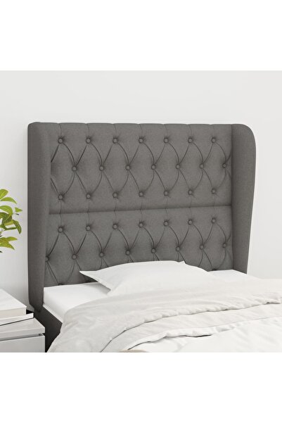 Concept Tăblie de pat cu aripioare gri închis 103x23x118/128 cm textil