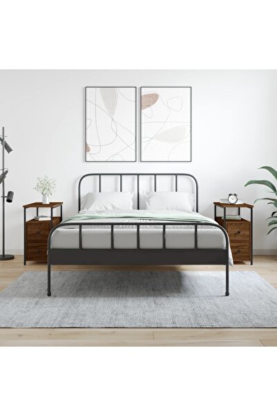 Concept Noptiere, 2 buc., stejar maro, 30x60x60 cm, lemn prelucrat