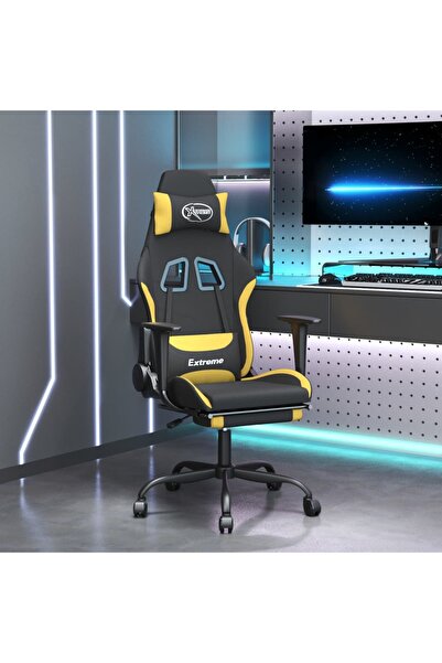 Concept Scaun de gaming pivotant cu taburet negru/galben deschis textil