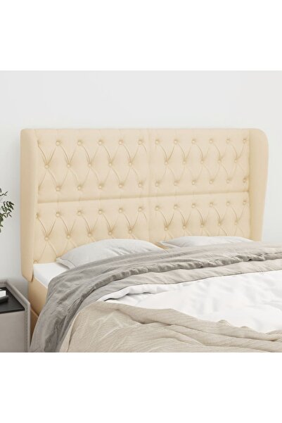 Concept Tăblie de pat cu aripioare, crem, 163x23x118/128 cm, textil