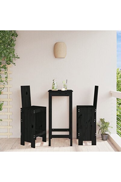 Concept Scaune de bar, 2 buc., negru, 40x42x120 cm, lemn masiv de pin