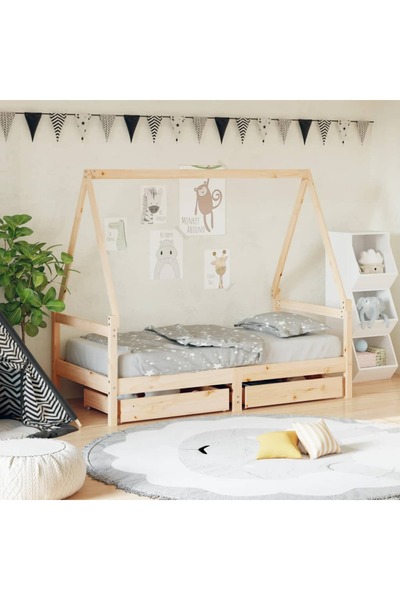 Concept Cadru de pat copii cu sertare, 80x160 cm, lemn masiv pin