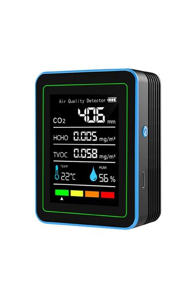 AEK-Tech 5'li CO2,HCHO,TVOC,SICAKLIK,NEM Dedektör Taşınabilir Ev Ofis Hava Ka...