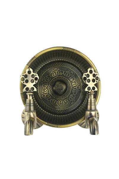 FKN Hamam Taslı Ikili Antik Osmanlı Musluk Seti (2 MUSLUK 1 HAMAM TASI)
