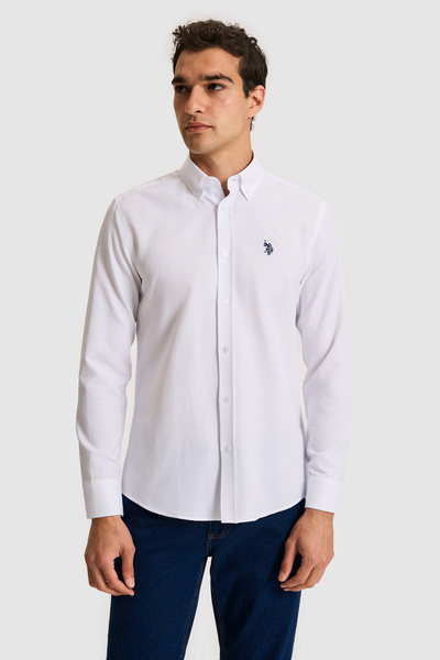 U.S. Polo Assn. Erkek Beyaz Uzun Kollu Basic Gömlek 50324708-VR013