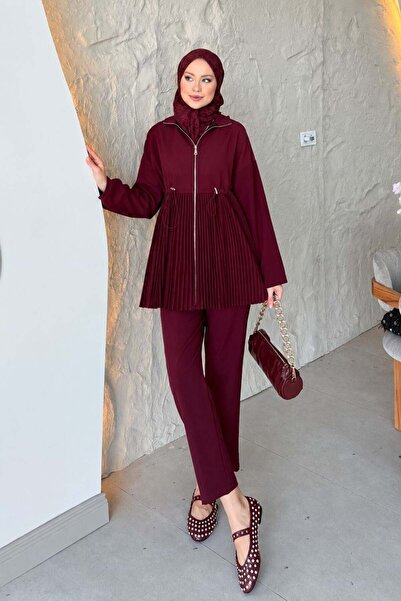 Şulemoda Giyim Set plisat Mabella Roșu Claret