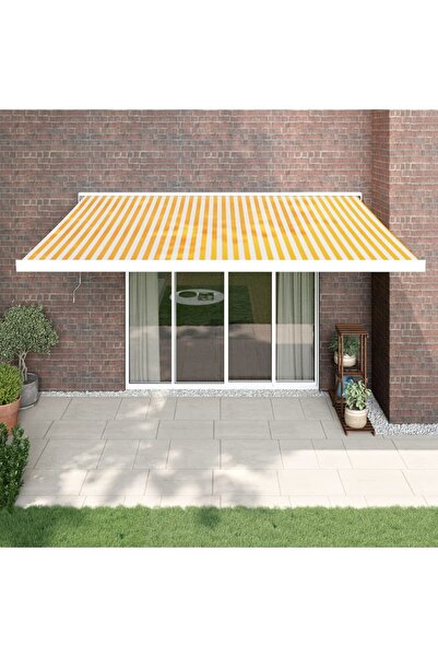 Concept Copertină retractabilă, galben/alb, 4,5x3 m, textil/aluminiu