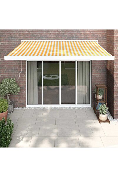 Concept Copertină retractabilă, galben/alb, 3x2,5 m, textil/aluminiu