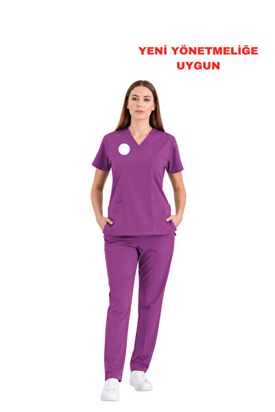 Brl Üniforma Mor Ebe Forması Likralı Scrubs Unisex Takım - Yeni Yönetmeliğe U...