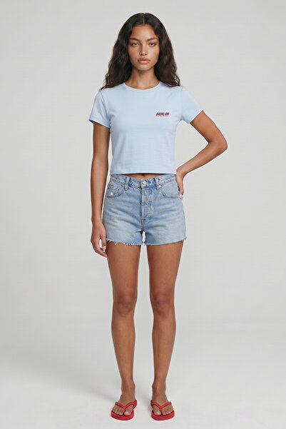 BACKLAİN Mod Style Women's Sea Shell Printed Crop T-Shirt Summer Concept 100%...