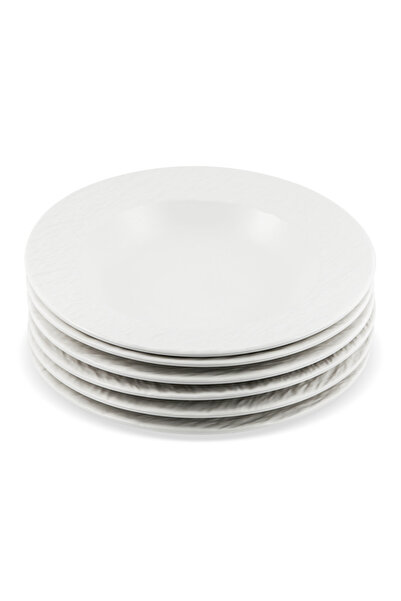 Zass Ceramic plate set with rock texture – 6 pieces ZG-DS 02 White