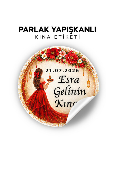 orixa Kına Etiketi - Düğün, Nişan, Kına (YAPIŞKANLI - 140 ADET)