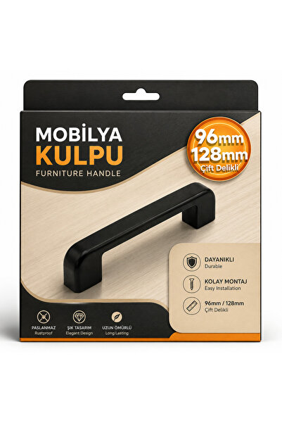ESİLACIMM 10 Adet Mobilya Dolap Çekmece Kulp Köprü 96-128mm Siyah Renk Sert P...
