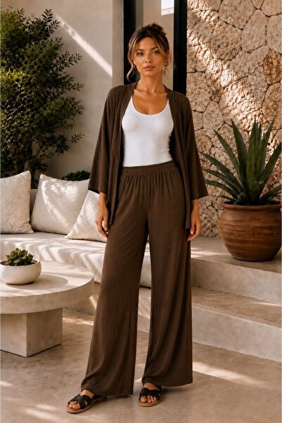Maison La Femme Set pantaloni kimono înfășurați pentru femei